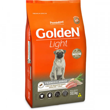 Ração Premier Pet Golden Cães Adultos Pequeno Porte Light Frango e Arroz- 1/3/10,1kg